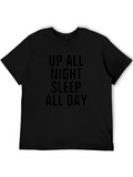Up All Night T-Shirt - Black Graphic Tee