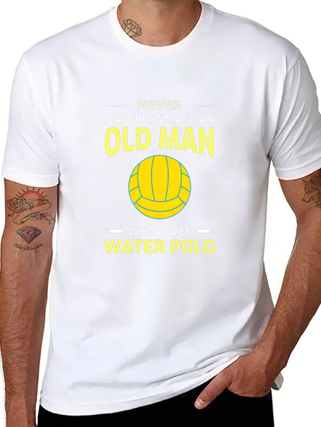 Never Underestimate Water Polo Old Man T-Shirt
