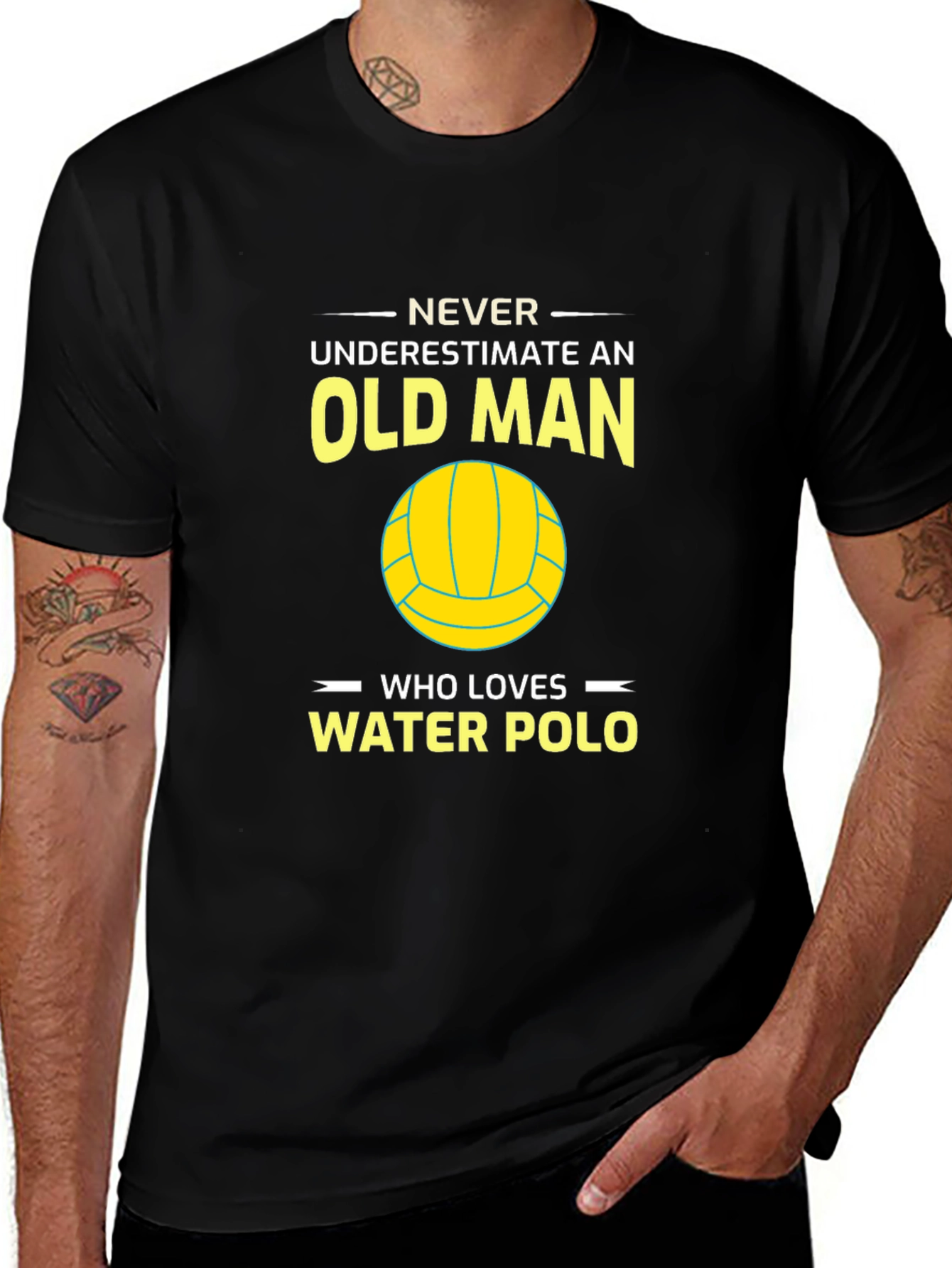 Never Underestimate Water Polo Old Man T-Shirt
