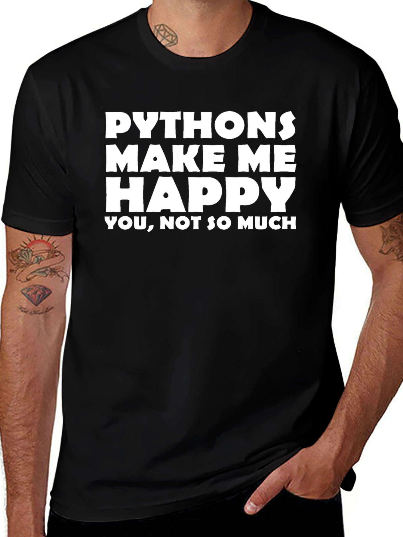 Python Makes Me Happy Funny Coder T-Shirt