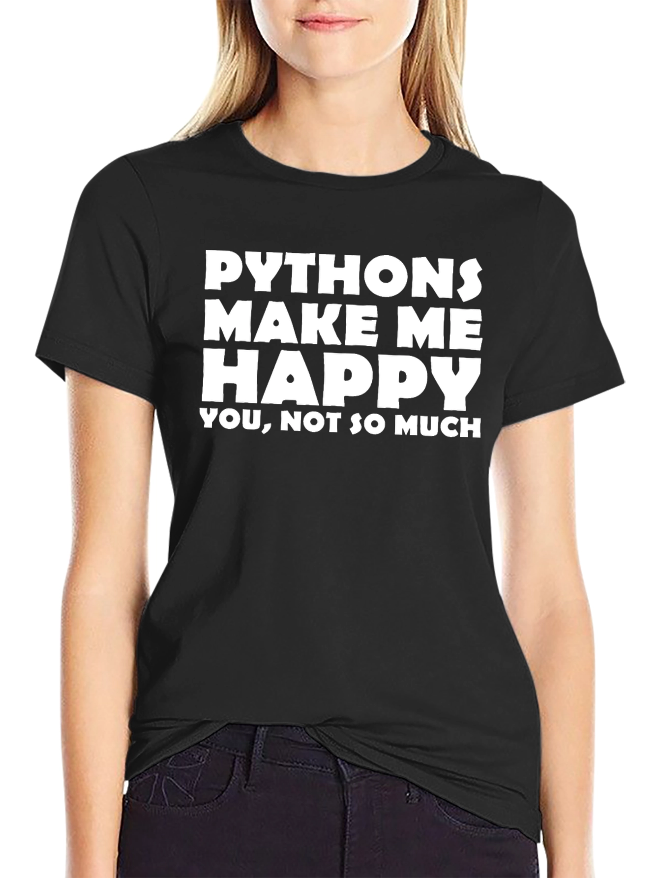 Python Makes Me Happy Funny Coder T-Shirt