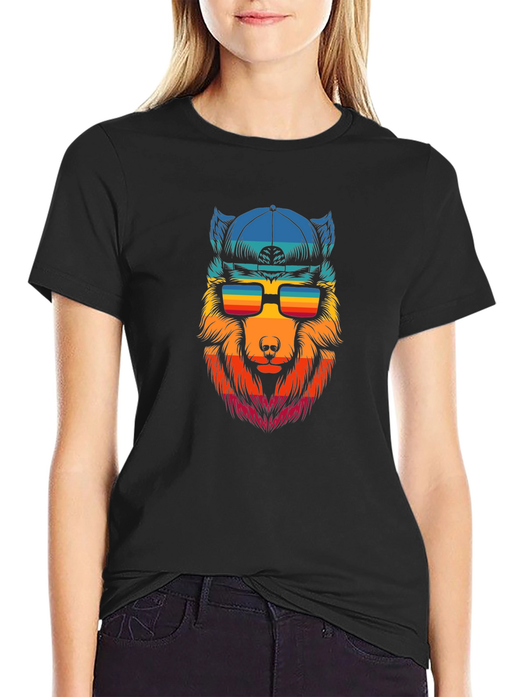 Cool Wolf Graphic Tee - Black T-Shirt