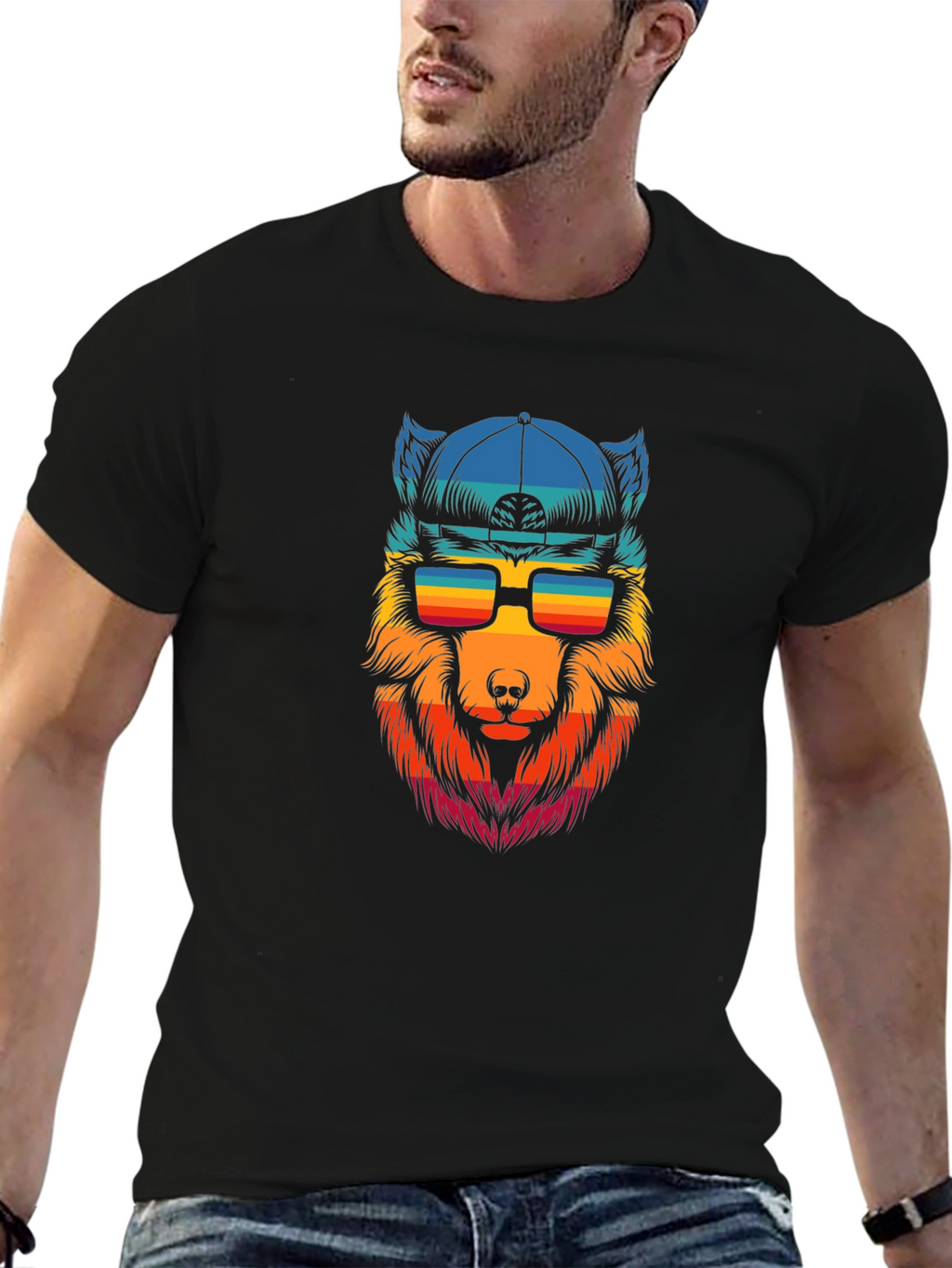 Cool Wolf Graphic Tee - Black T-Shirt