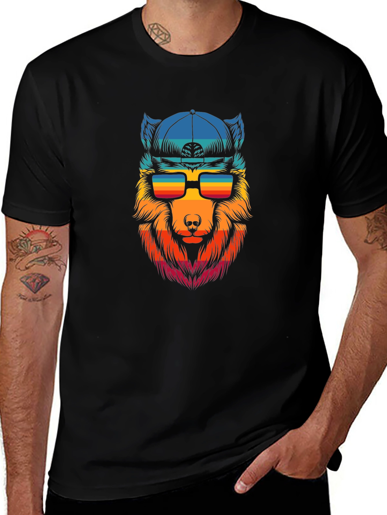 Cool Wolf Graphic Tee - Black T-Shirt
