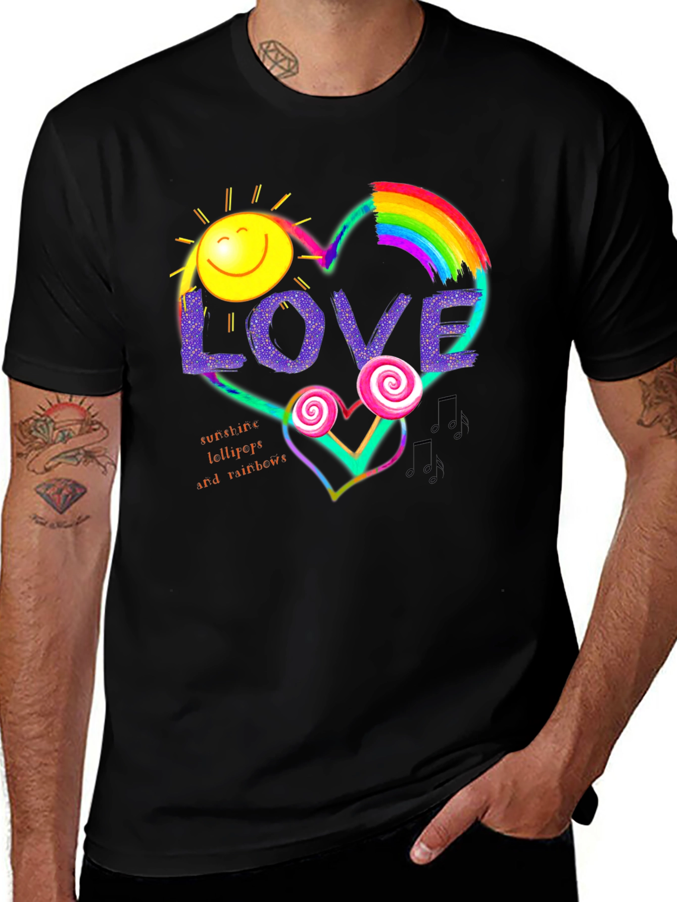 Love Sunshine Lollipop Rainbows Heart T-Shirt