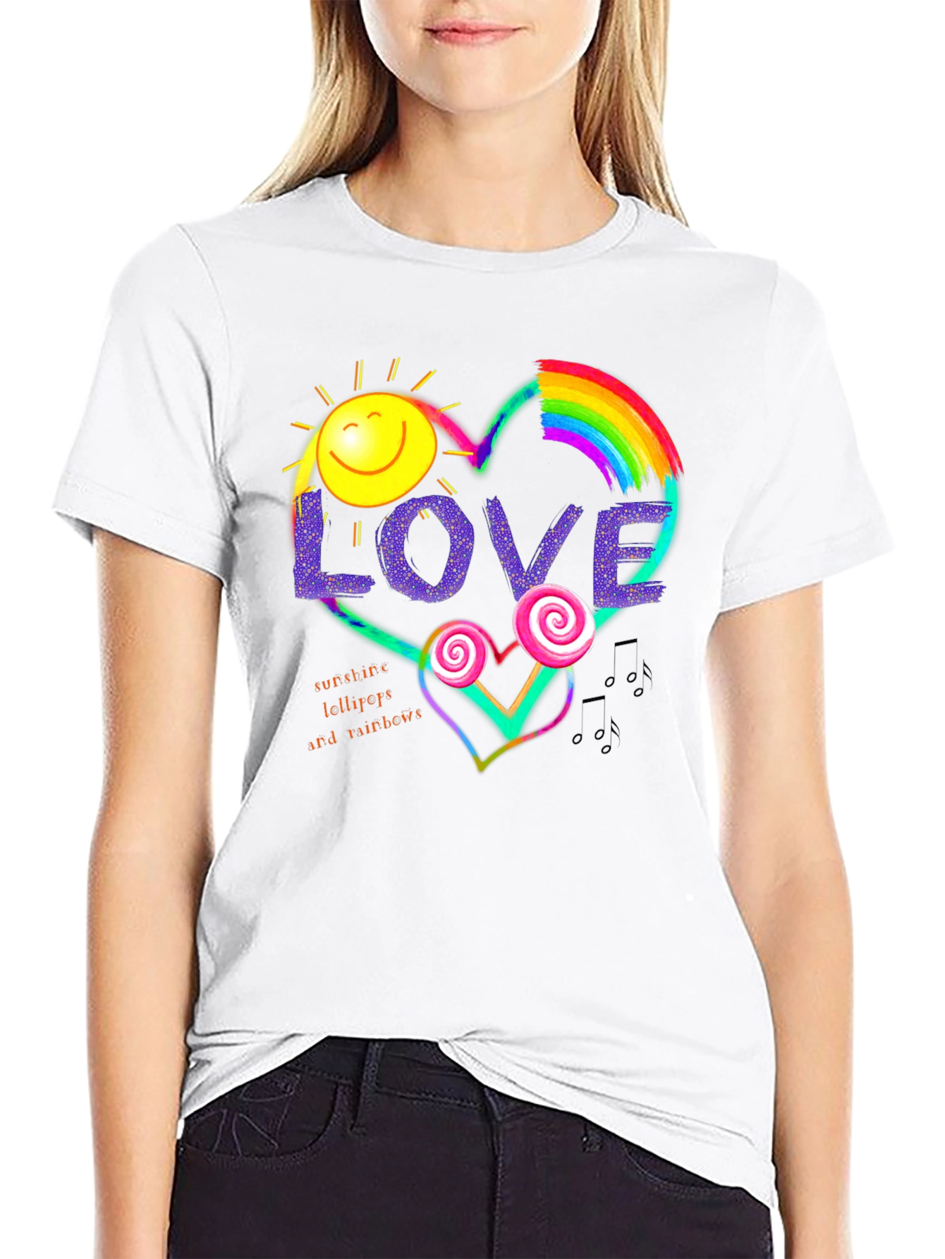 Love Sunshine Lollipop Rainbows Heart T-Shirt