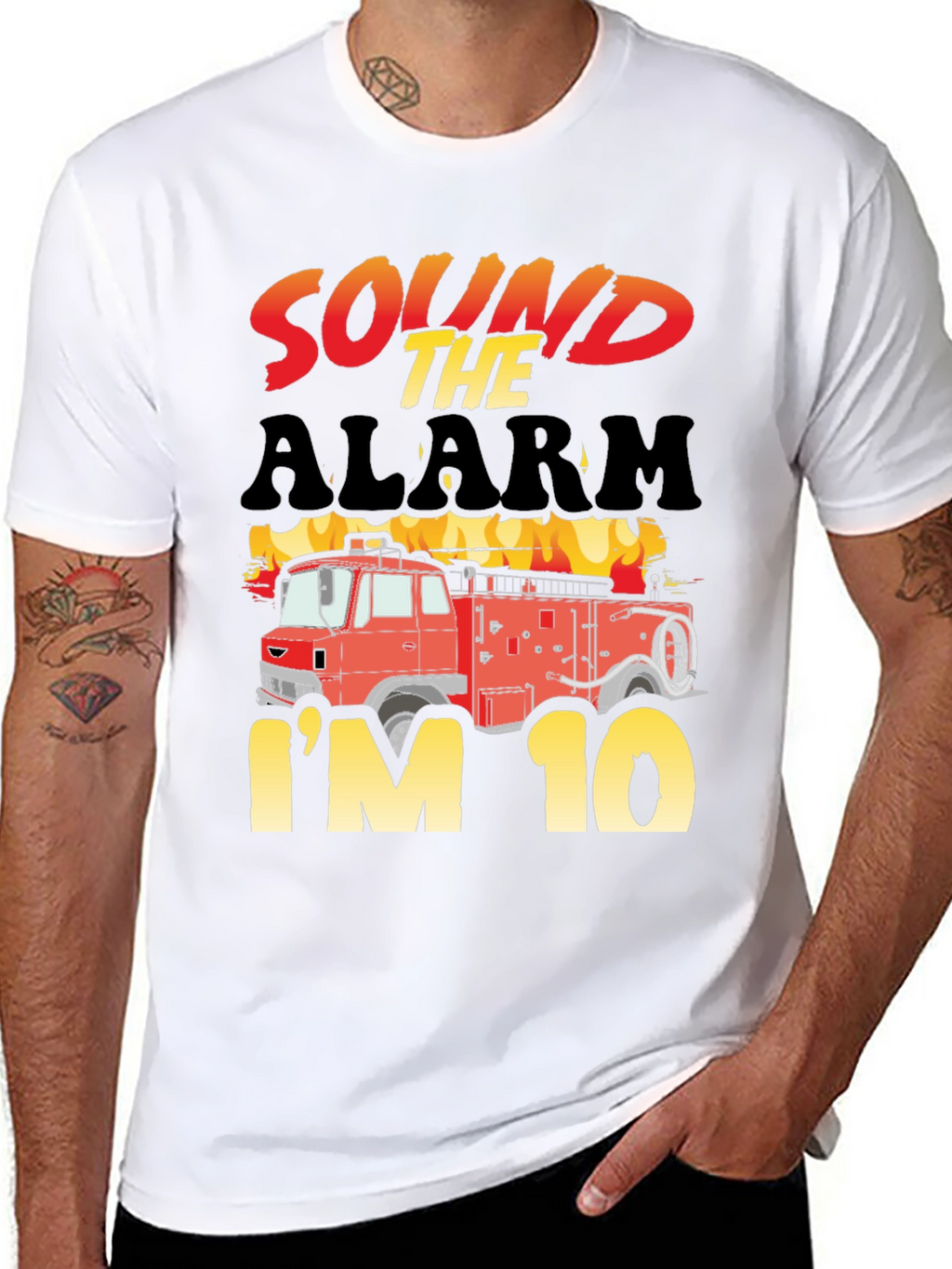Sound The Alarm Im 10! Firetruck Birthday T-Shirt