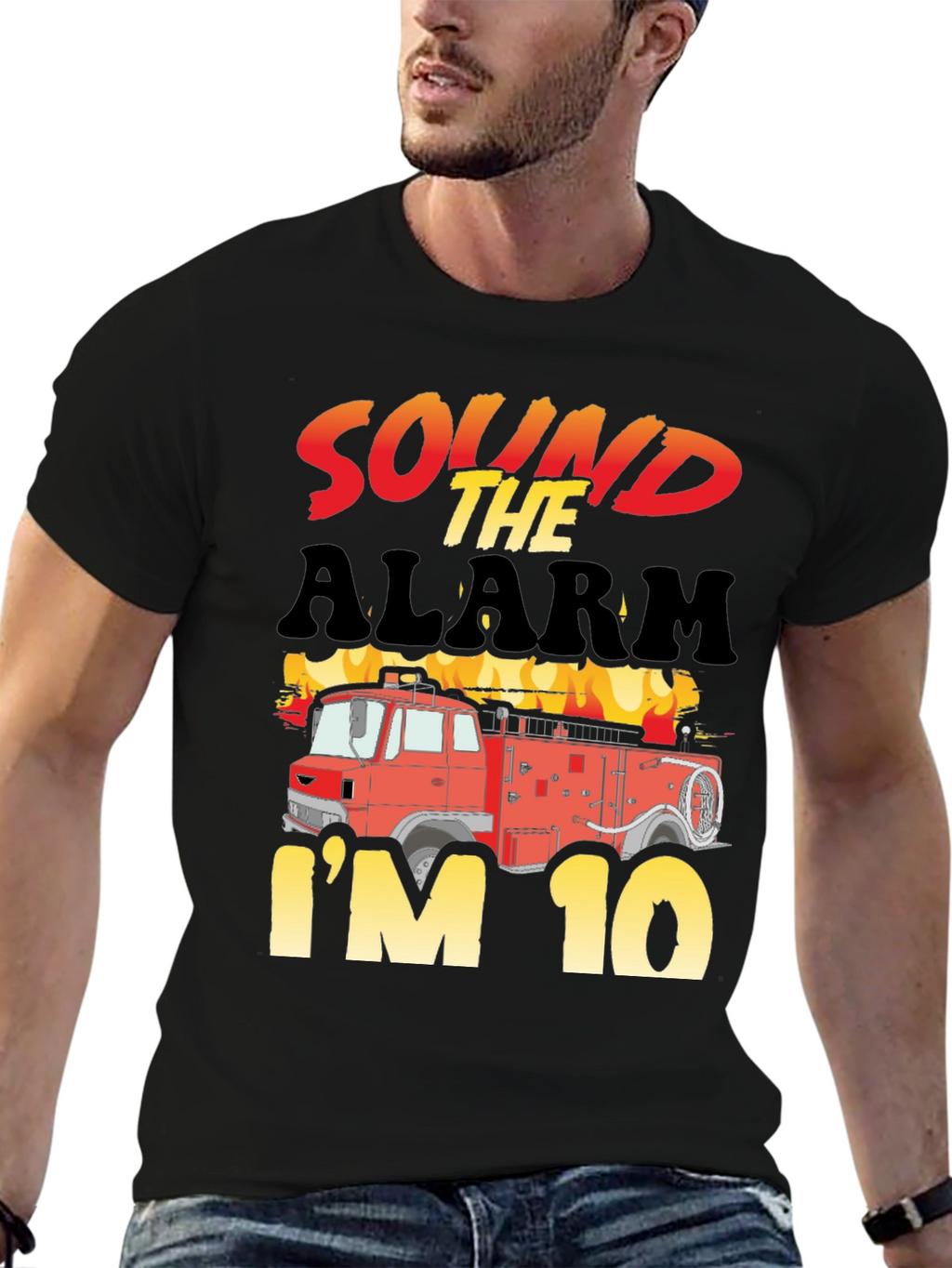 Sound The Alarm Im 10! Firetruck Birthday T-Shirt