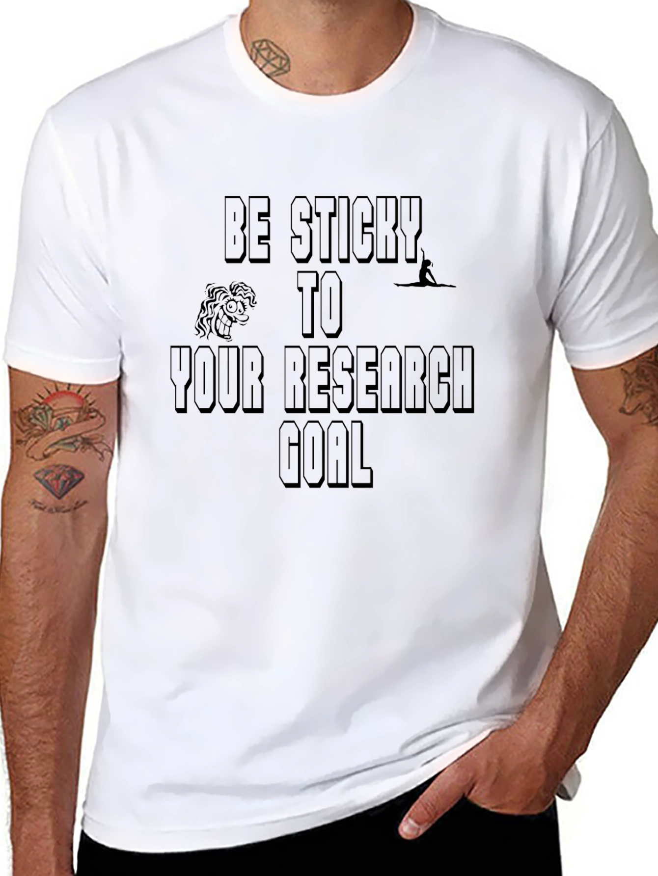 Be Sticky to Your Research Goal Black Tee