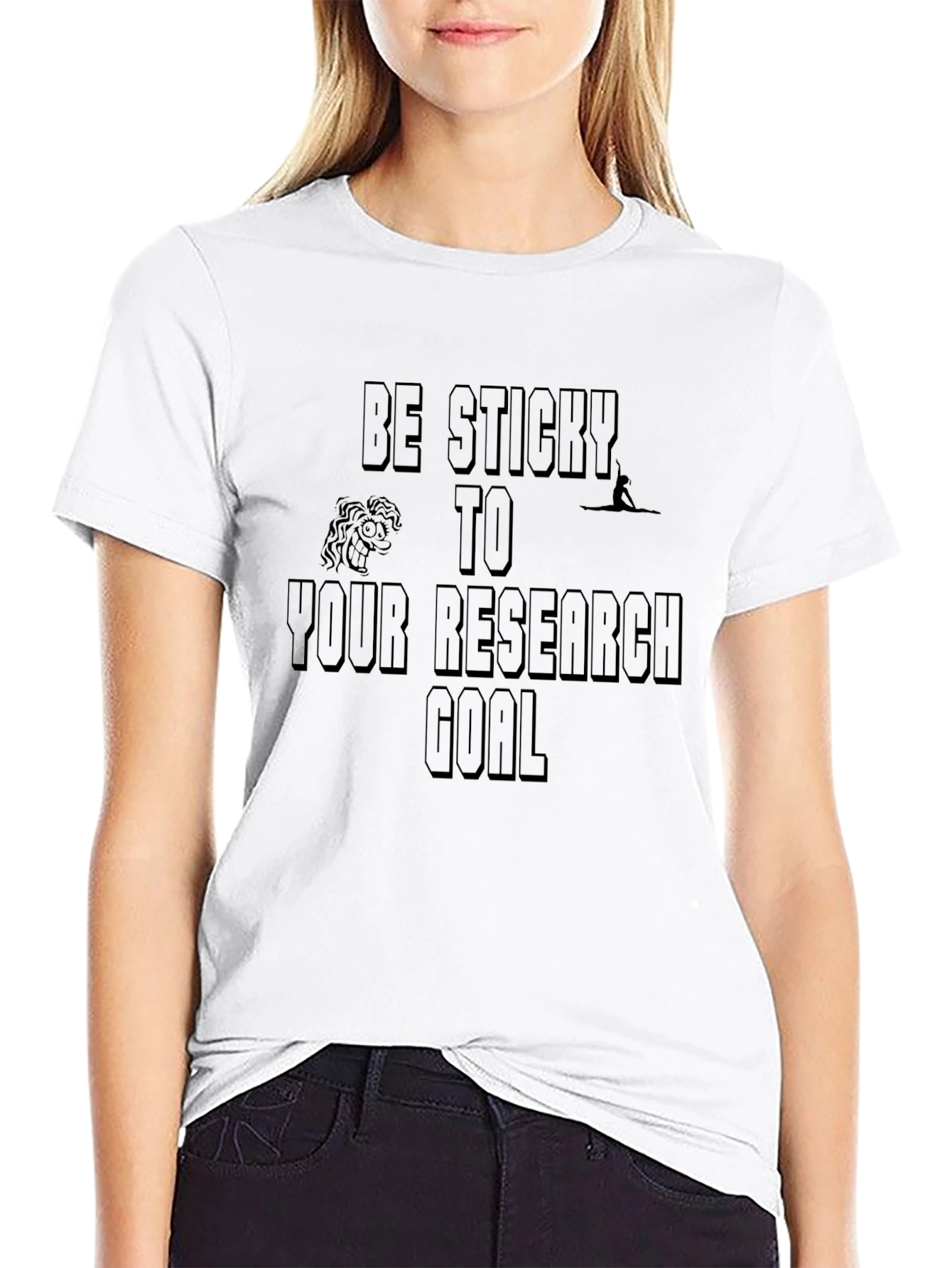 Be Sticky to Your Research Goal Black Tee