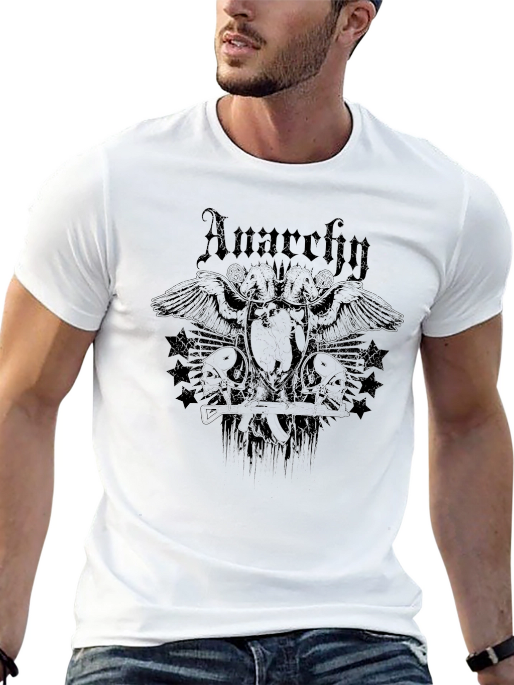 Anarchy Graphic Print Black T-Shirt