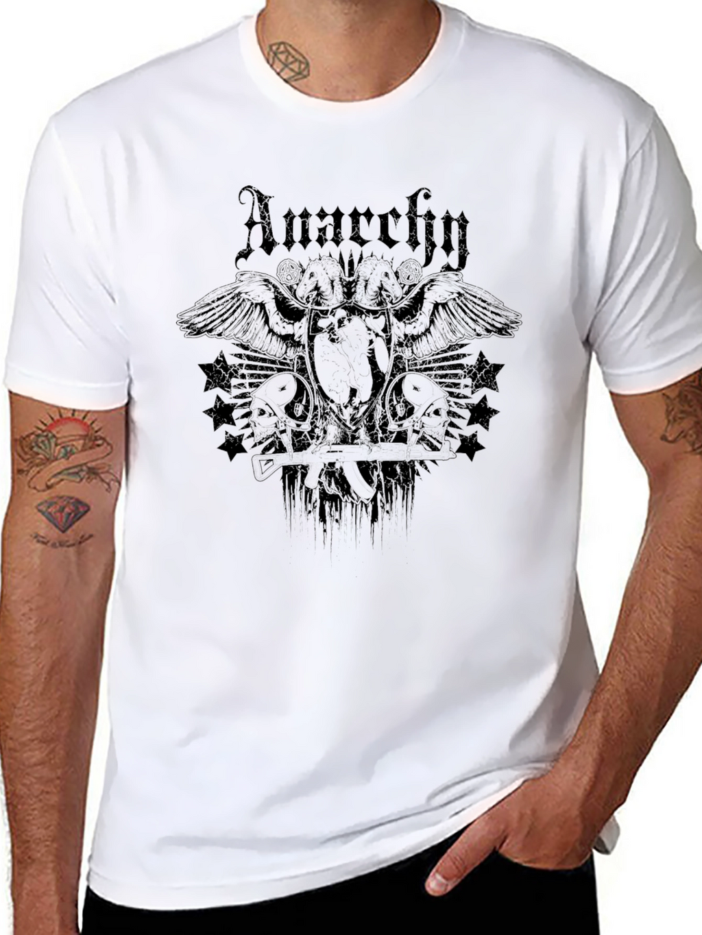 Anarchy Graphic Print Black T-Shirt