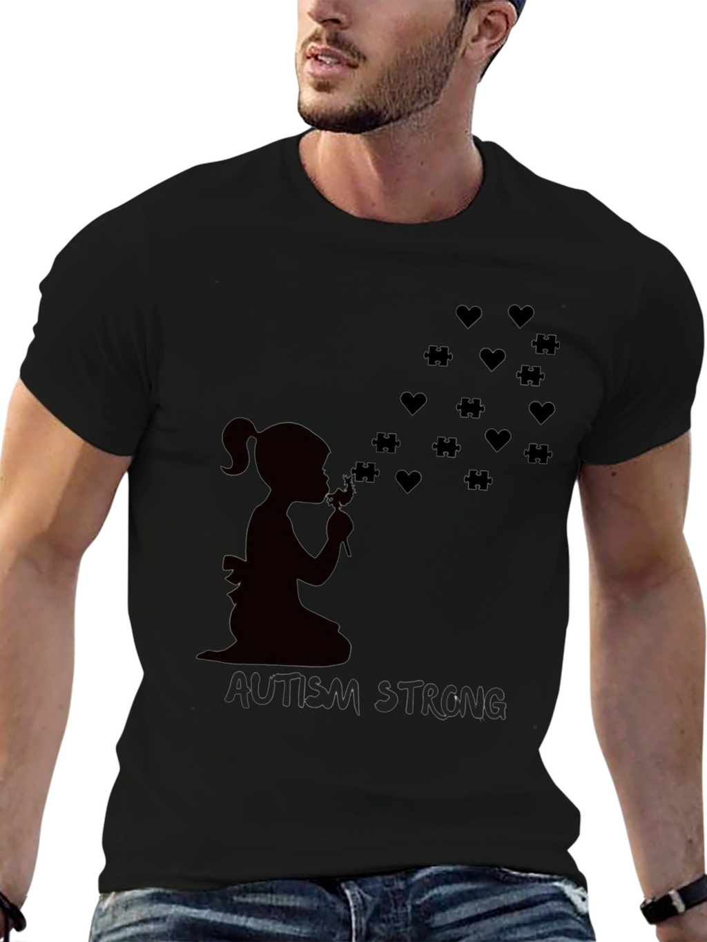 Autism Awareness T-Shirt: Blowing Hearts & Puzzle Pieces