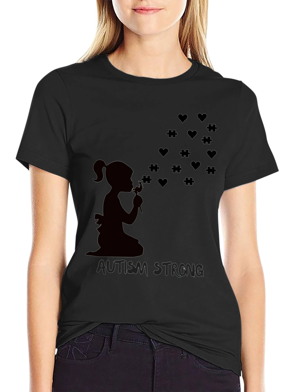 Autism Awareness T-Shirt: Blowing Hearts & Puzzle Pieces