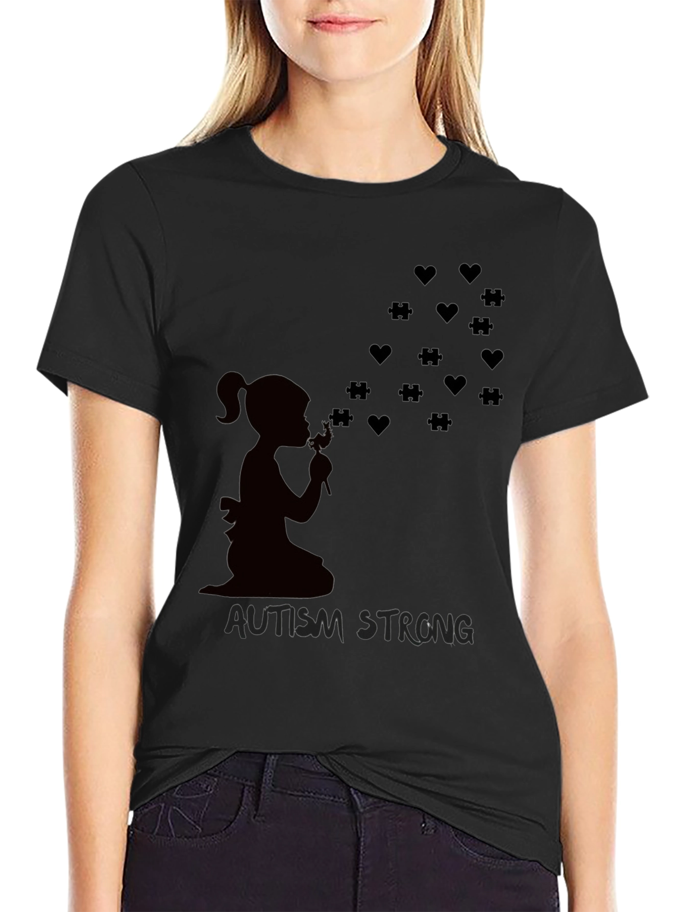 Autism Awareness T-Shirt: Blowing Hearts & Puzzle Pieces