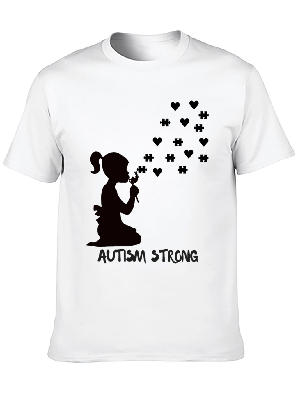 Autism Awareness T-Shirt: Blowing Hearts & Puzzle Pieces