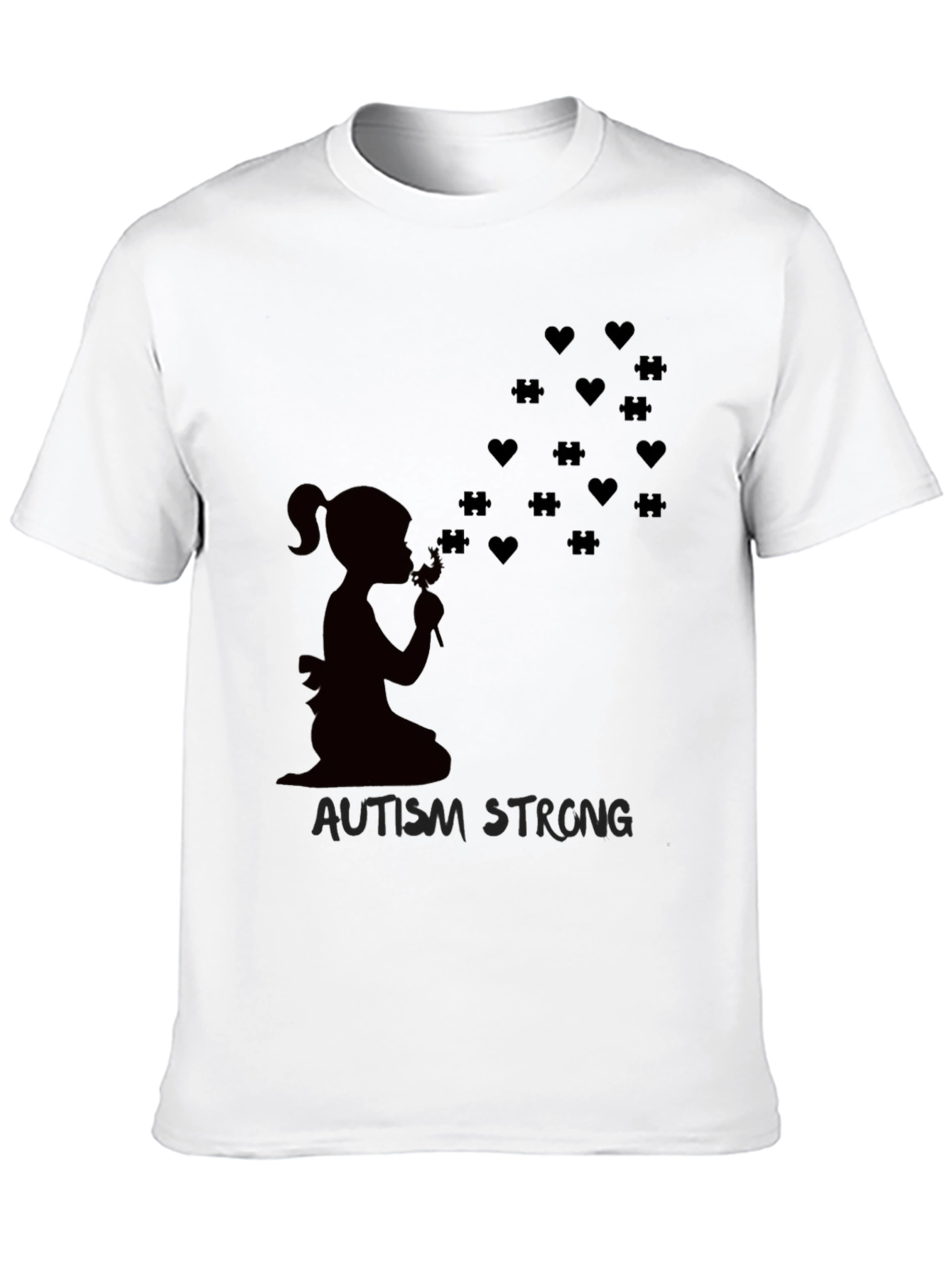 Autism Awareness T-Shirt: Blowing Hearts & Puzzle Pieces