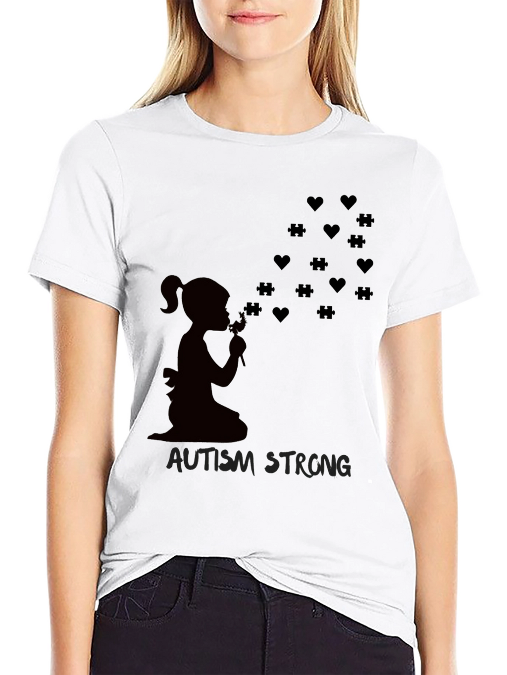 Autism Awareness T-Shirt: Blowing Hearts & Puzzle Pieces