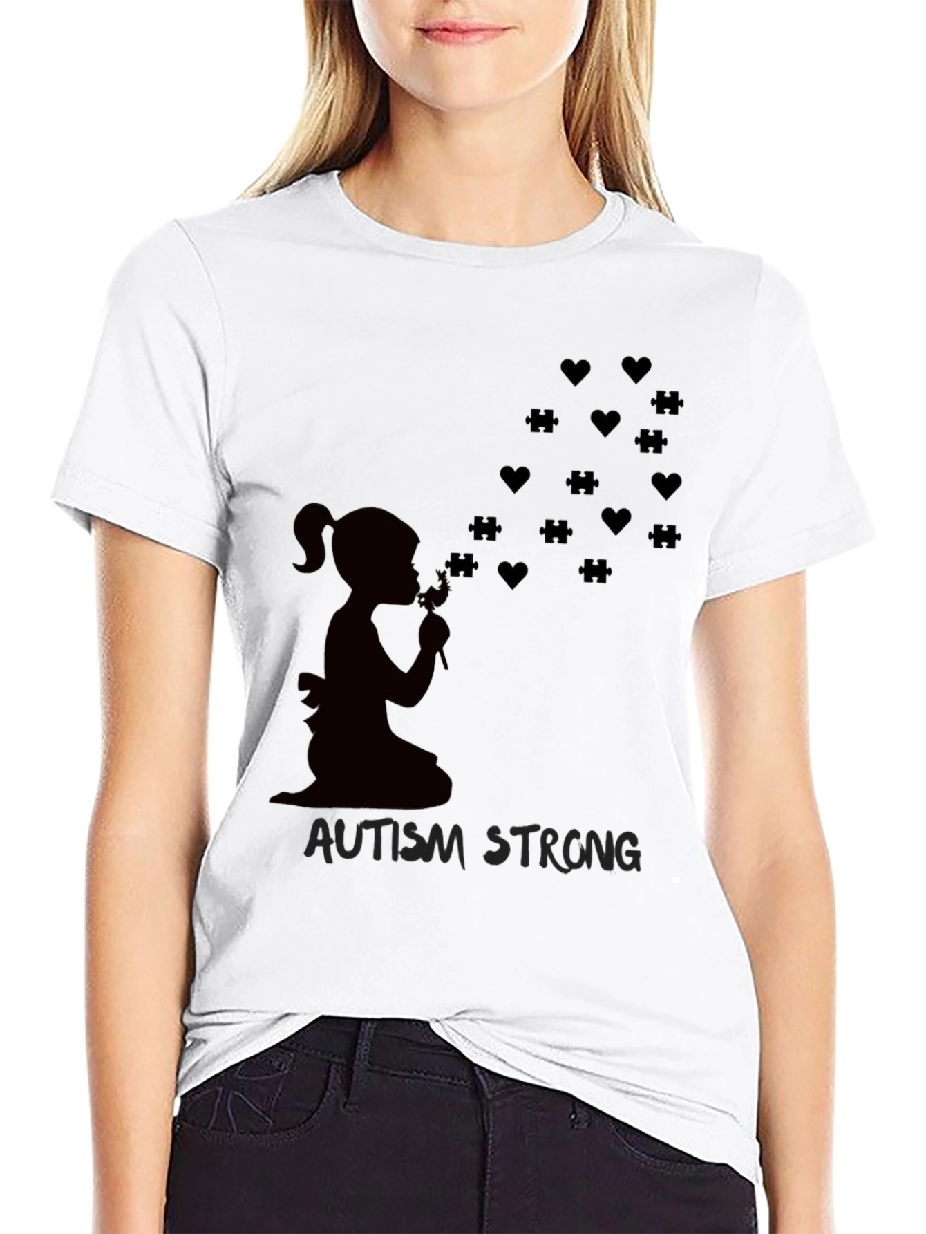 Autism Awareness T-Shirt: Blowing Hearts & Puzzle Pieces