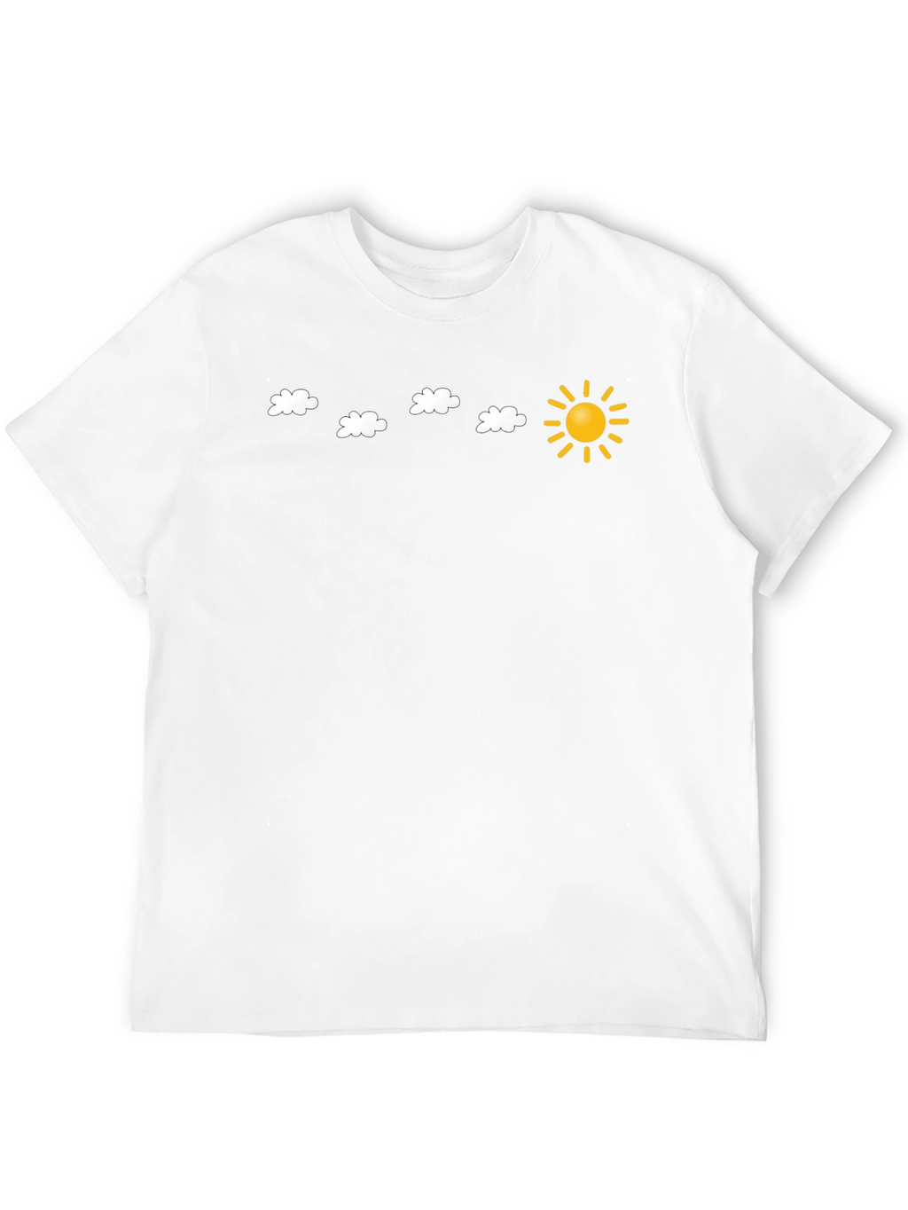 Black T-Shirt with Sun and Cloud Design