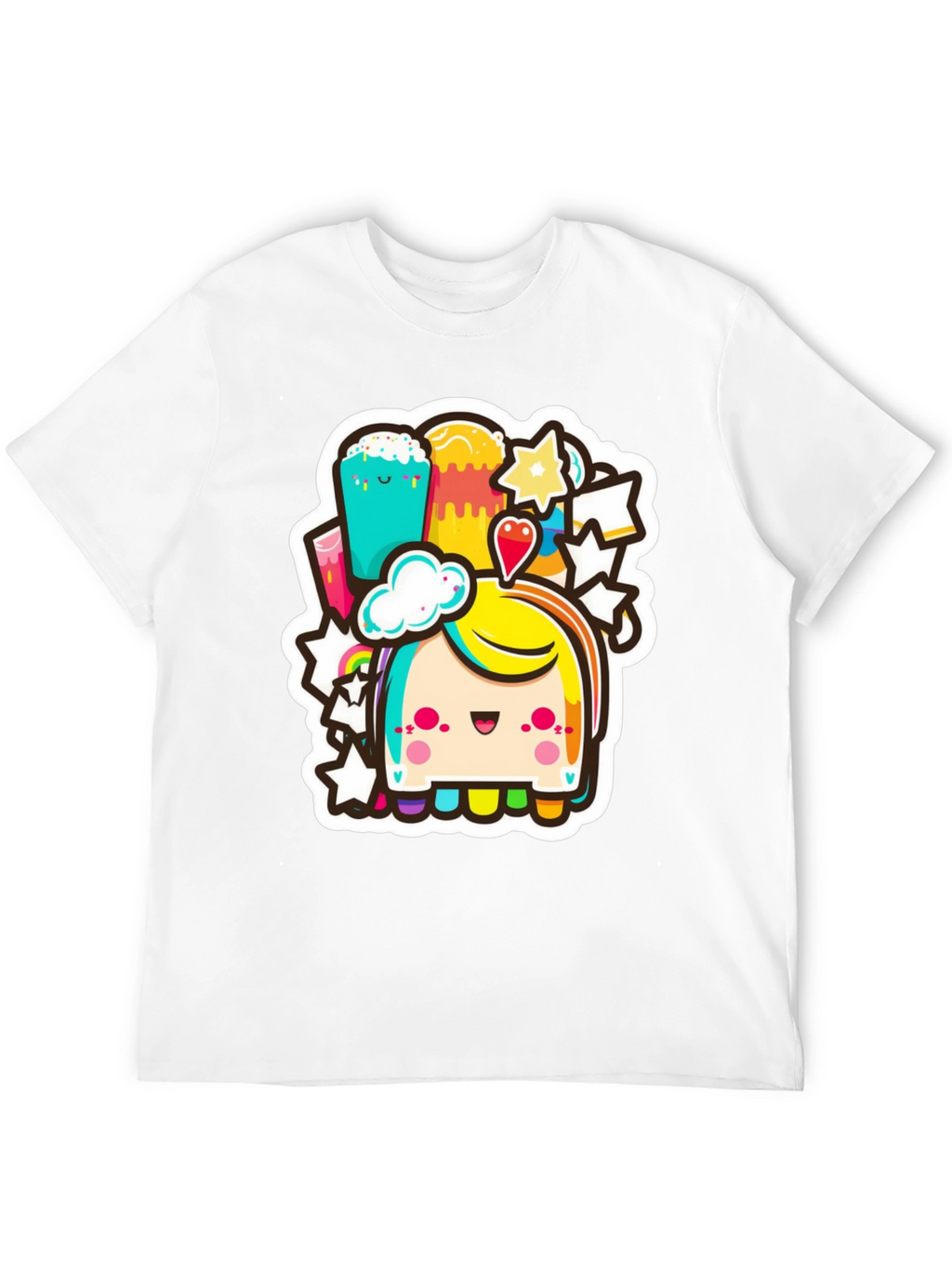 Kawaii Rainbow Creature Black Tee