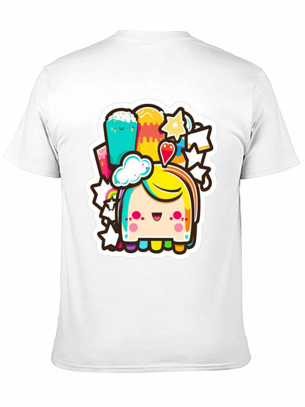 Kawaii Rainbow Creature Black Tee