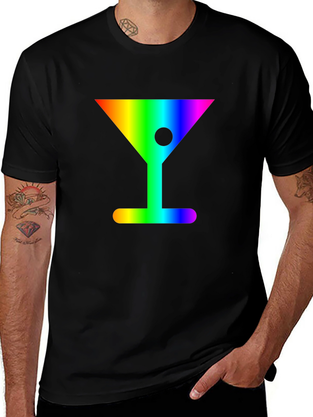 Rainbow Martini Graphic Tee - Stylish & Fun