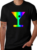 Rainbow Martini Graphic Tee - Stylish & Fun