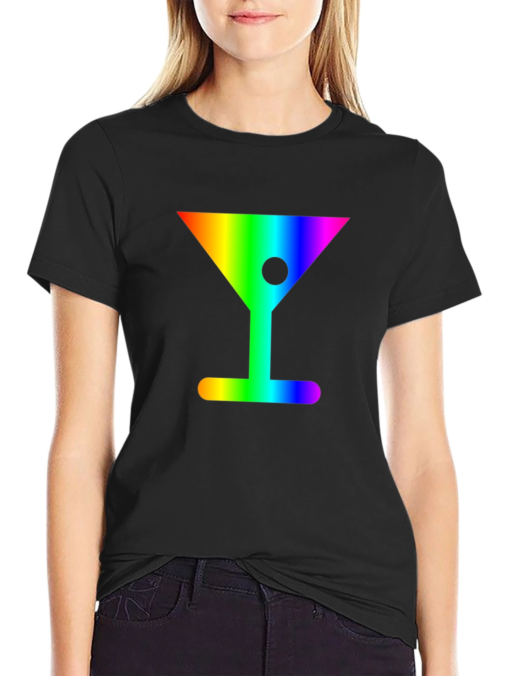 Rainbow Martini Graphic Tee - Stylish & Fun