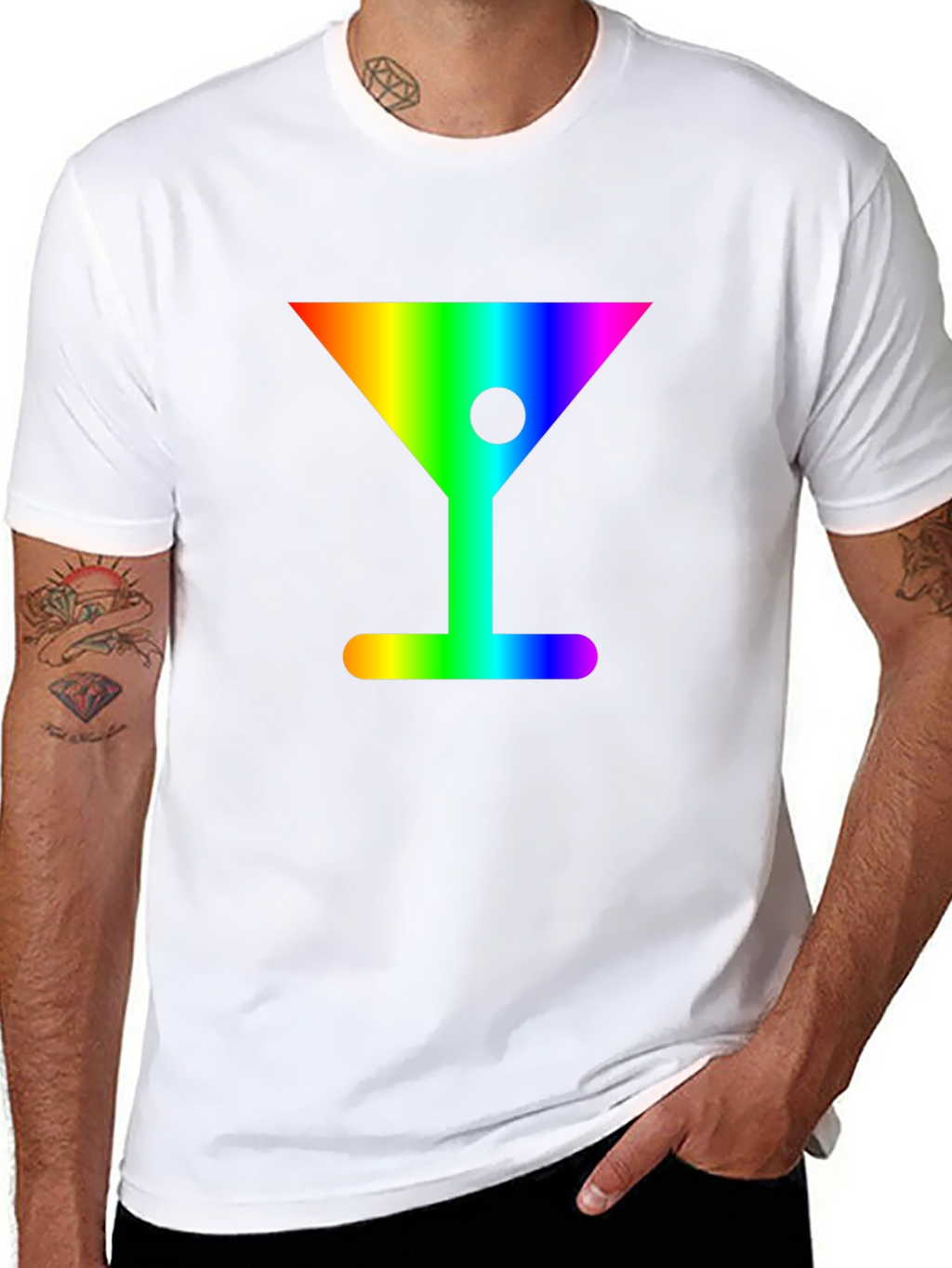 Rainbow Martini Graphic Tee - Stylish & Fun