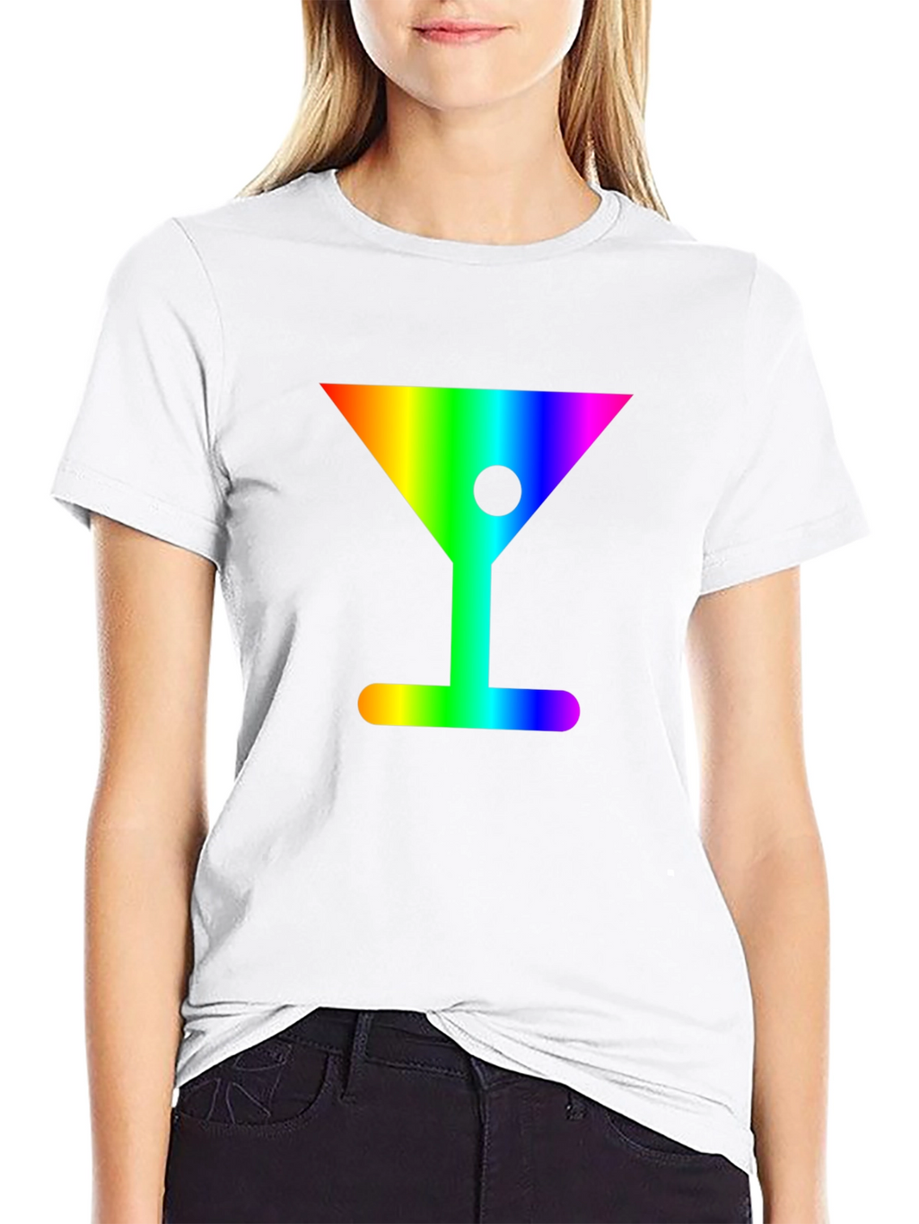 Rainbow Martini Graphic Tee - Stylish & Fun