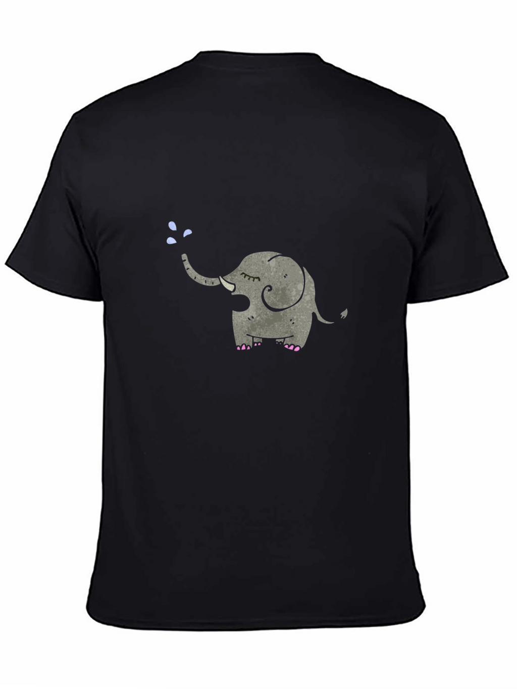 Elephant Tee: Cute Cartoon Animal Graphic Black T-Shirt