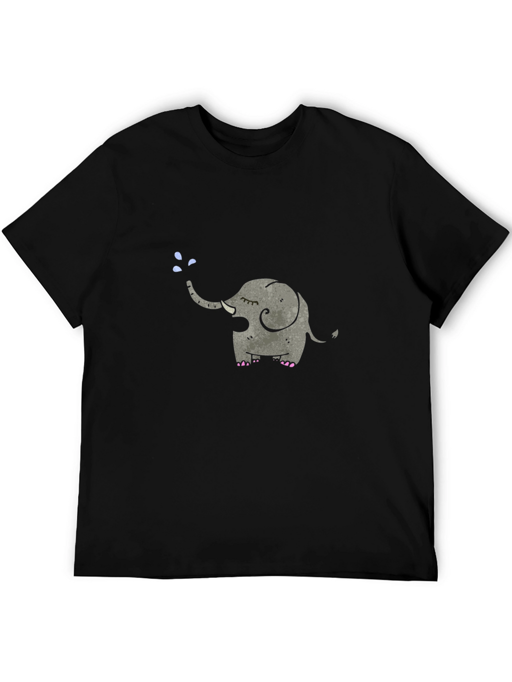 Elephant Tee: Cute Cartoon Animal Graphic Black T-Shirt