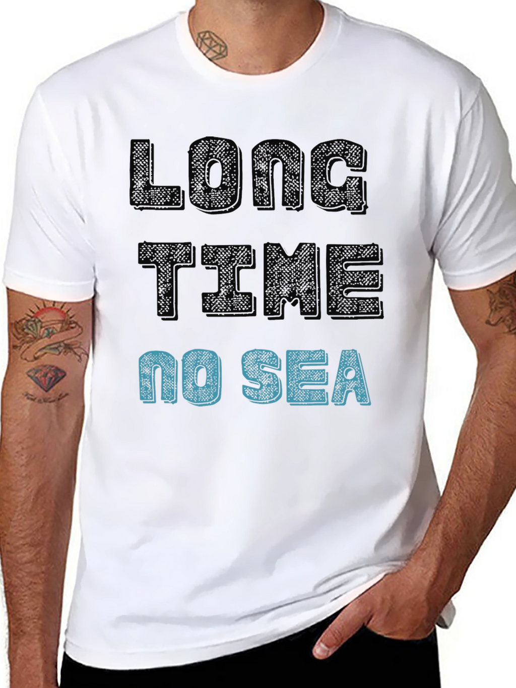 Long Time No Sea Graphic T-Shirt - Black