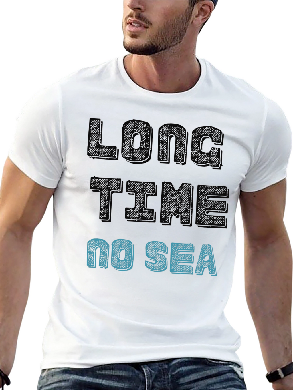 Long Time No Sea Graphic T-Shirt - Black