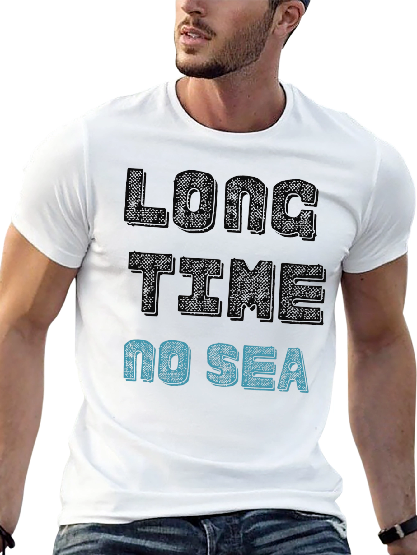 Long Time No Sea Graphic T-Shirt - Black