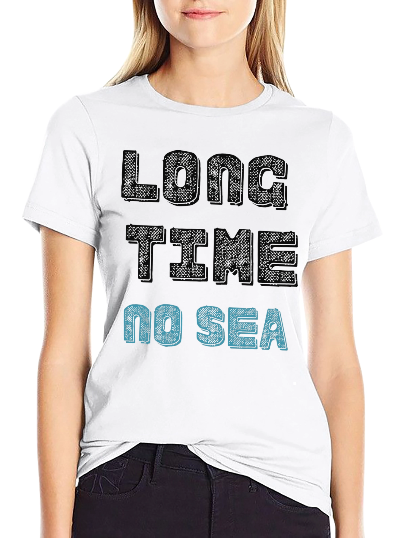 Long Time No Sea Graphic T-Shirt - Black