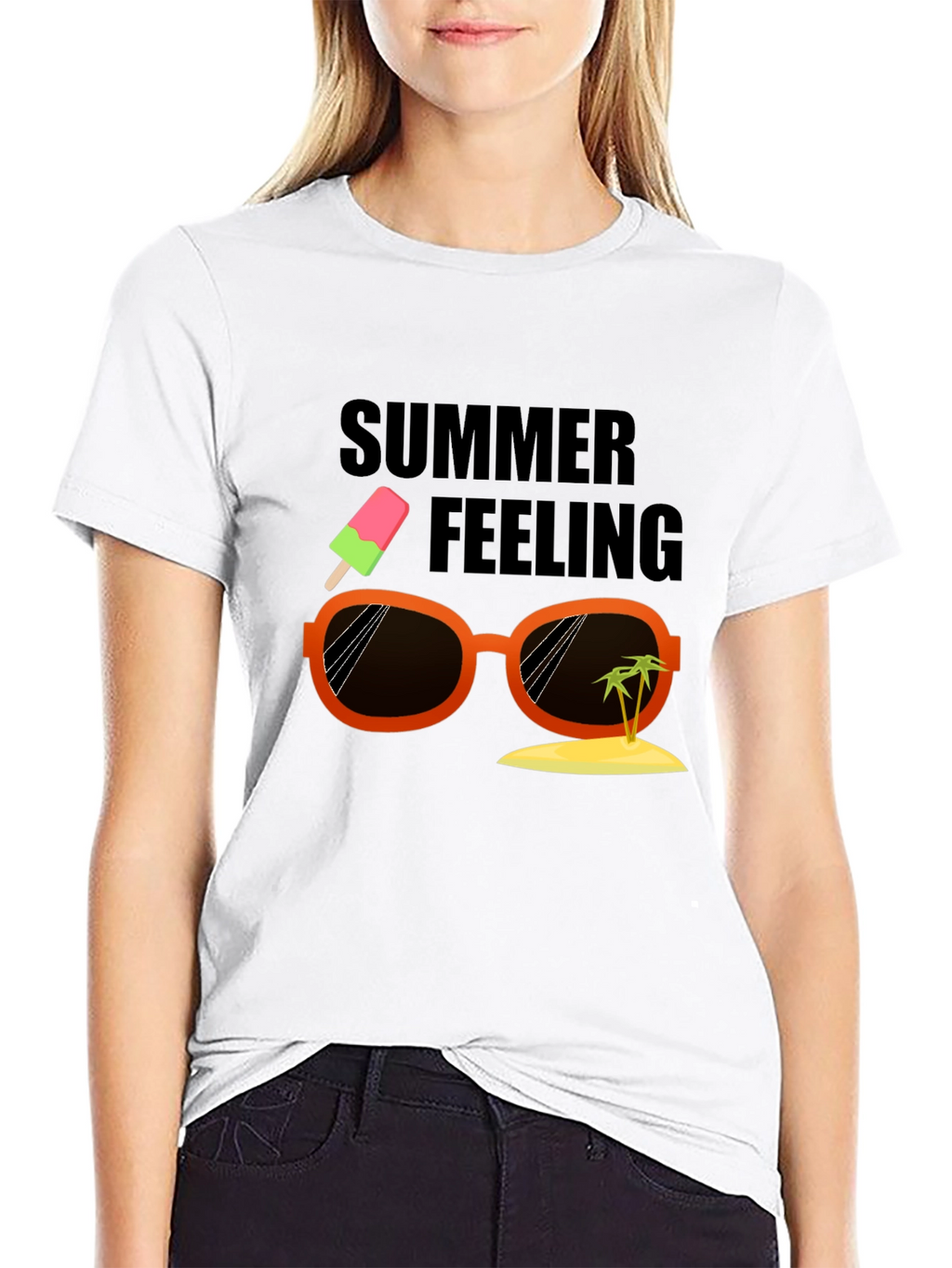 Summer Feeling Black T-Shirt