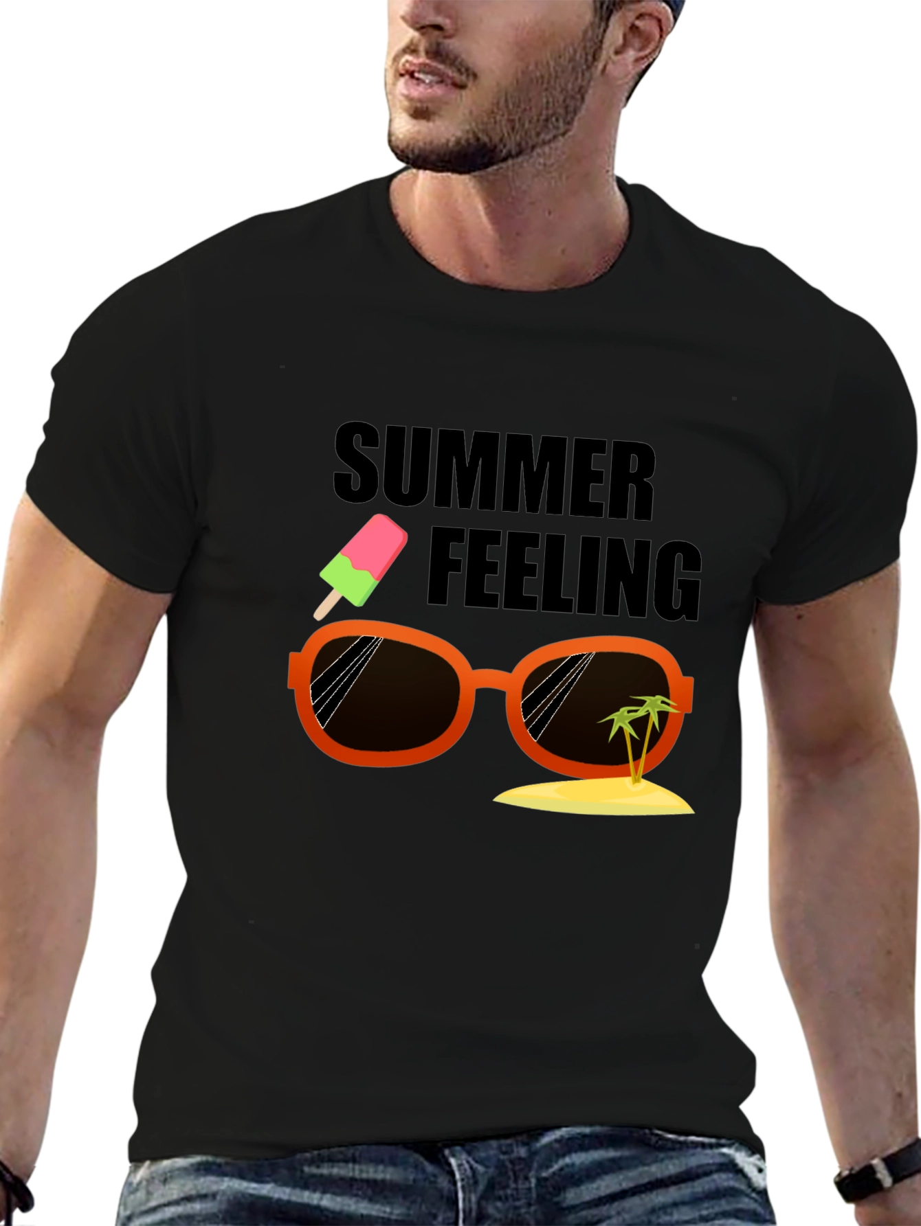 Summer Feeling Black T-Shirt