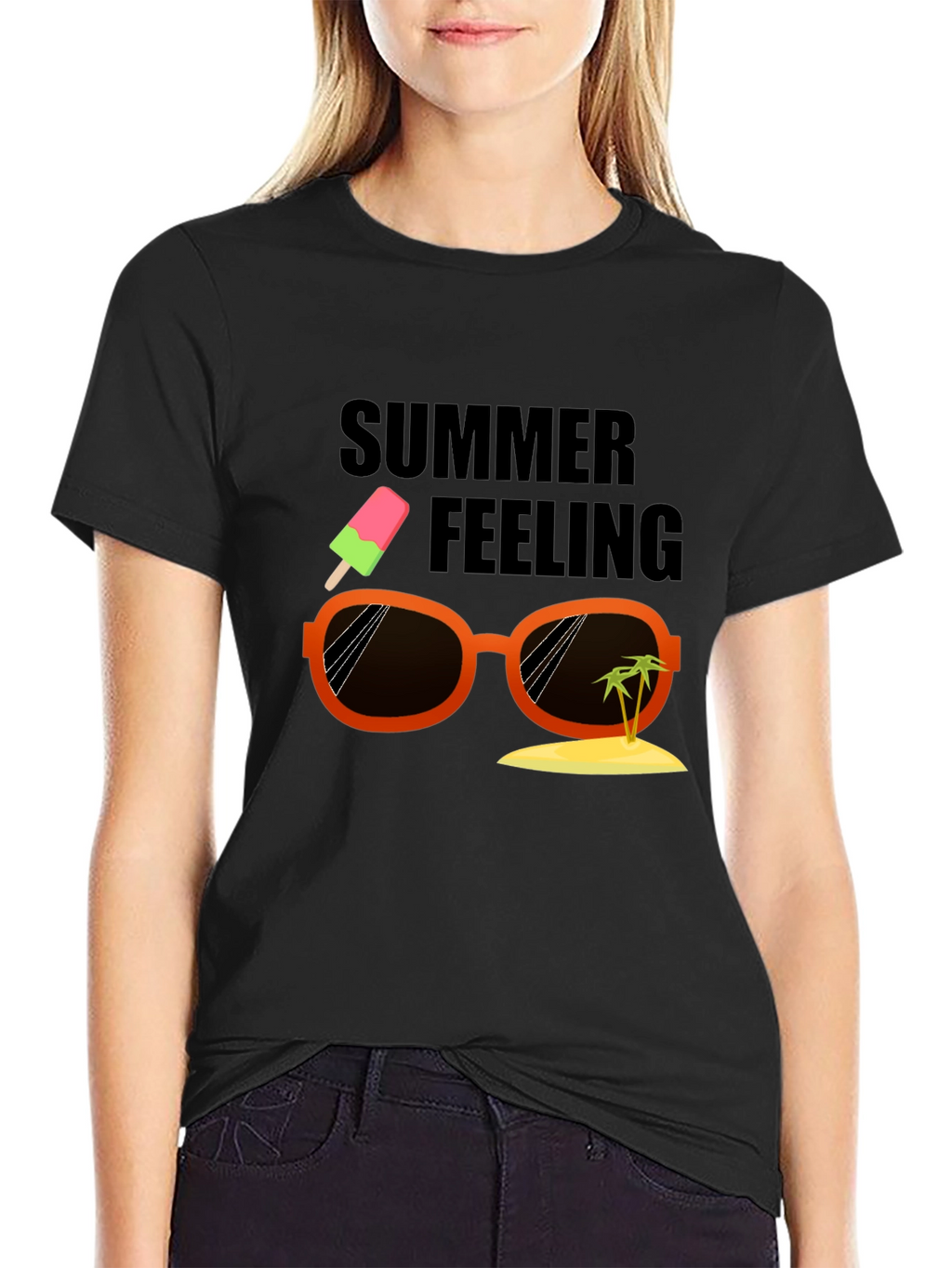 Summer Feeling Black T-Shirt