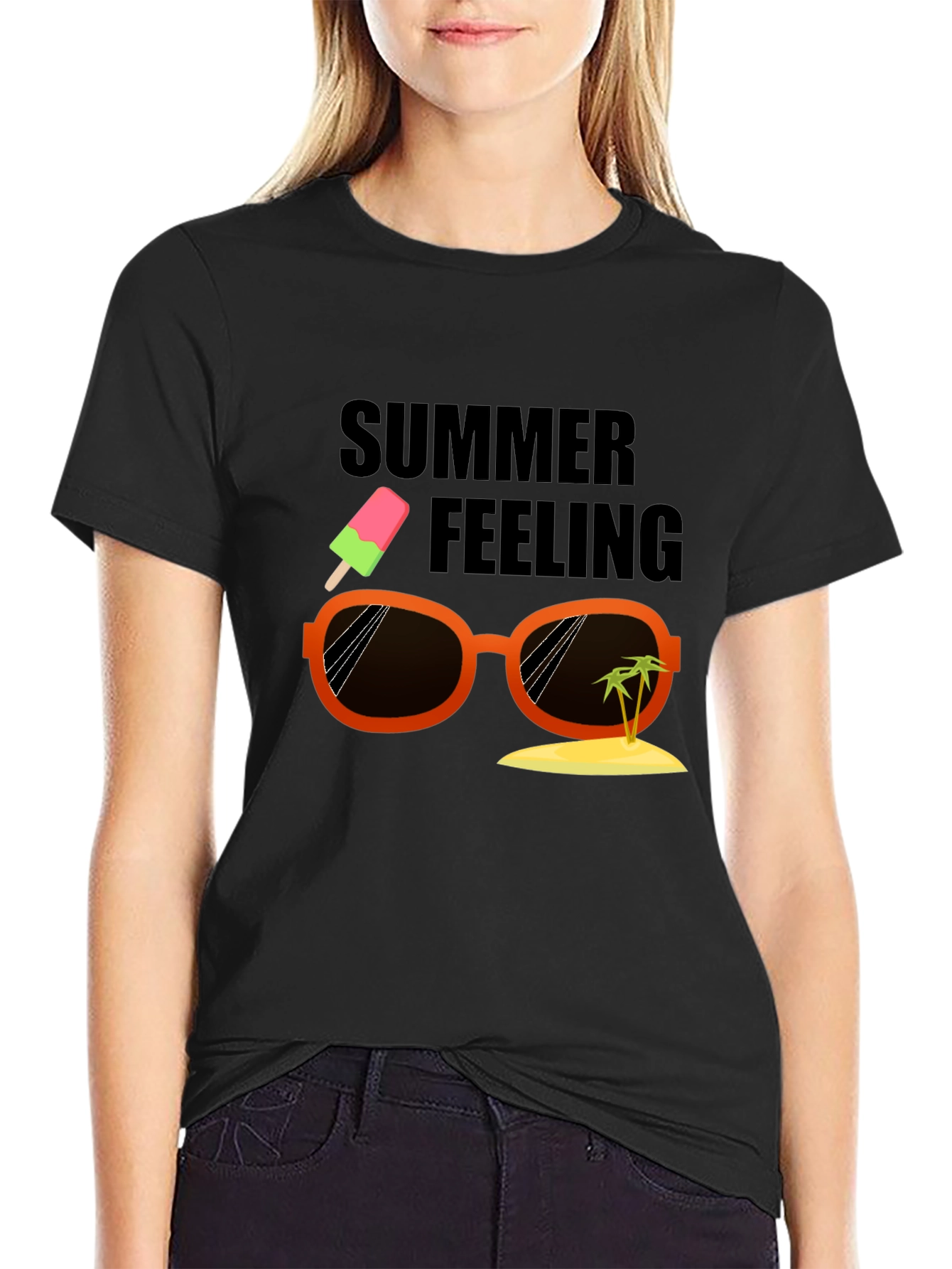 Summer Feeling Black T-Shirt