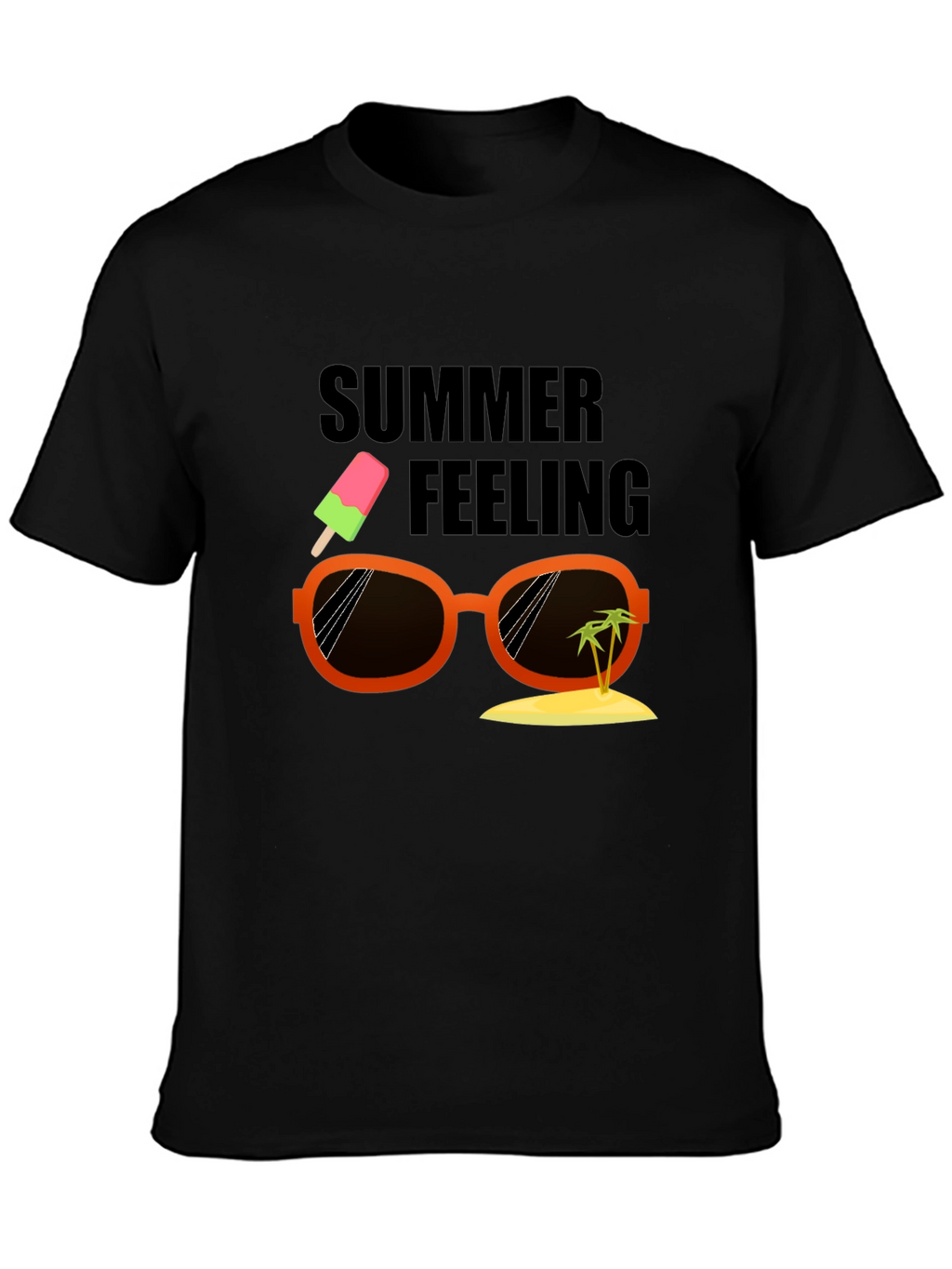 Summer Feeling Black T-Shirt