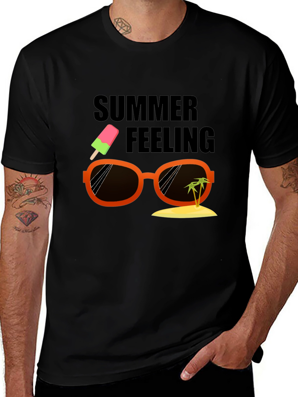 Summer Feeling Black T-Shirt