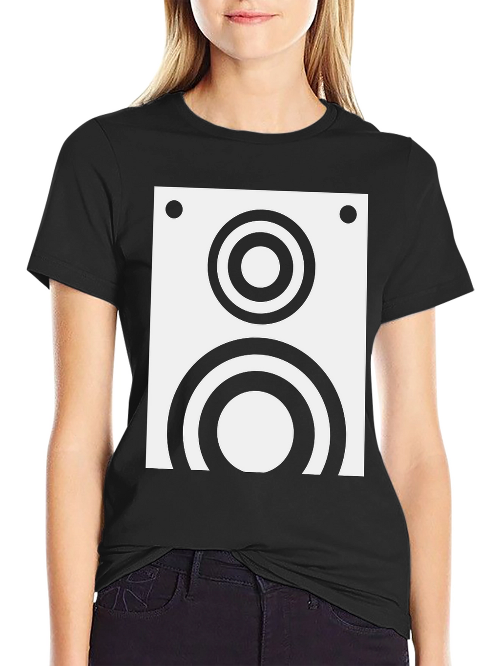 Retro Speaker Graphic Tee - Cool Black T-Shirt