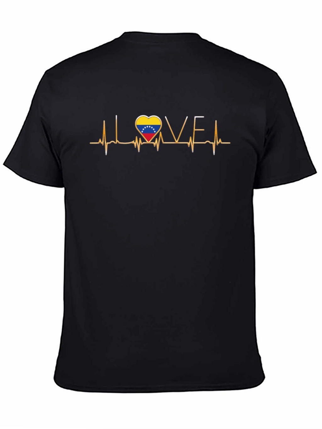 Love Venezuela Heartbeat Graphic Black T-Shirt