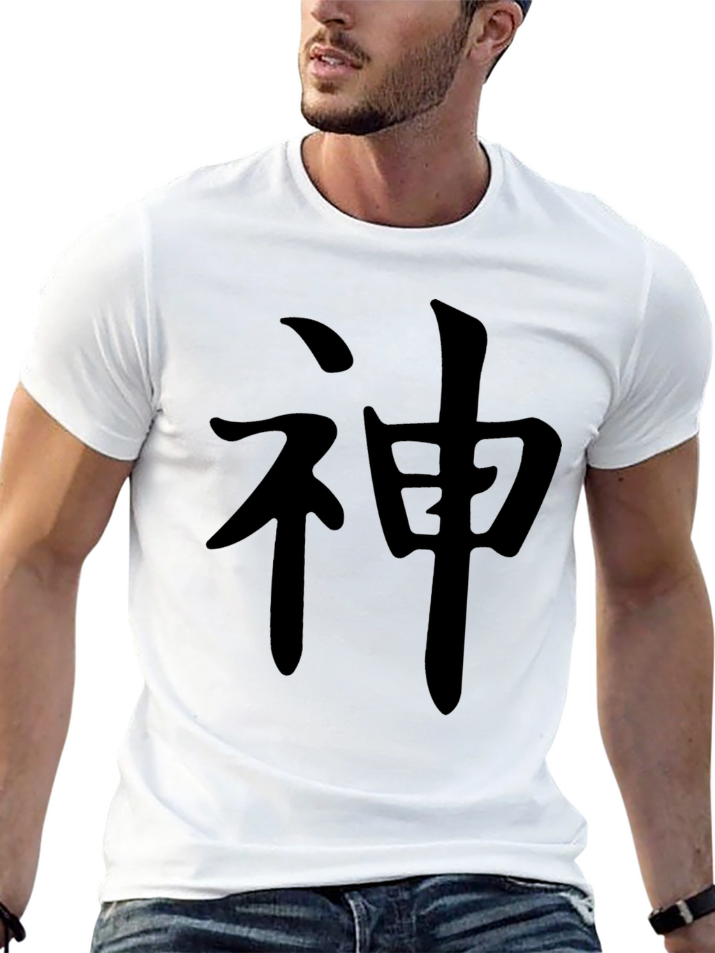 Black T-Shirt with Japanese Character Graphic