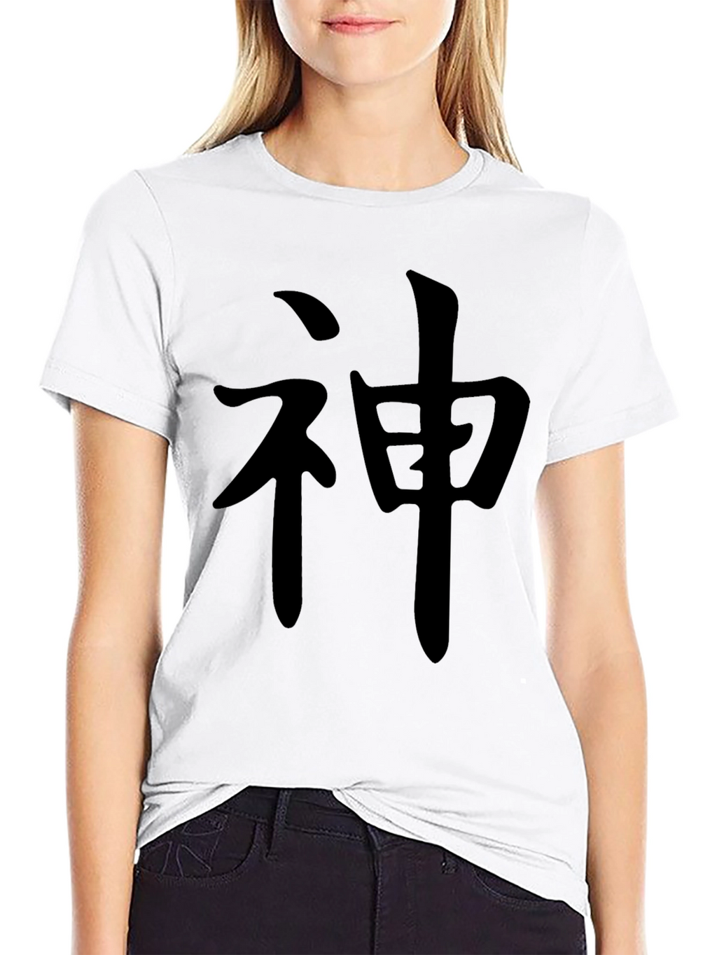 Black T-Shirt with Japanese Character Graphic