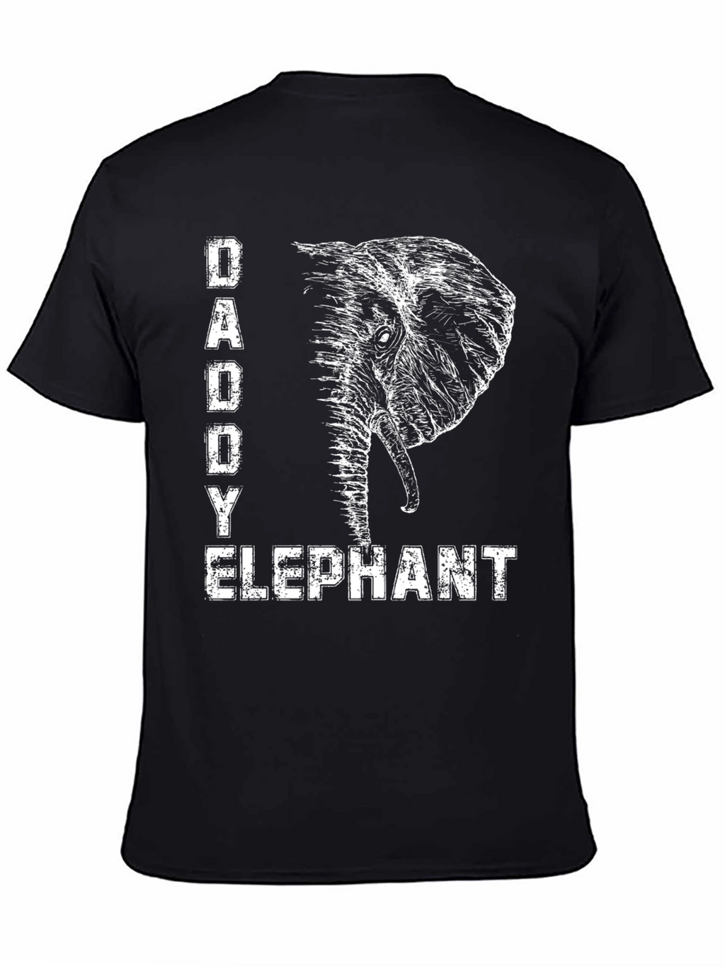 Daddy Elephant Graphic Tee - Black Cotton T-Shirt