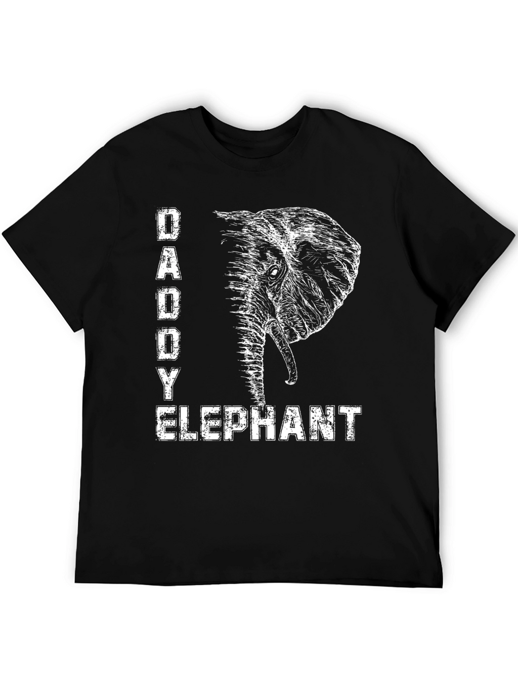 Daddy Elephant Graphic Tee - Black Cotton T-Shirt