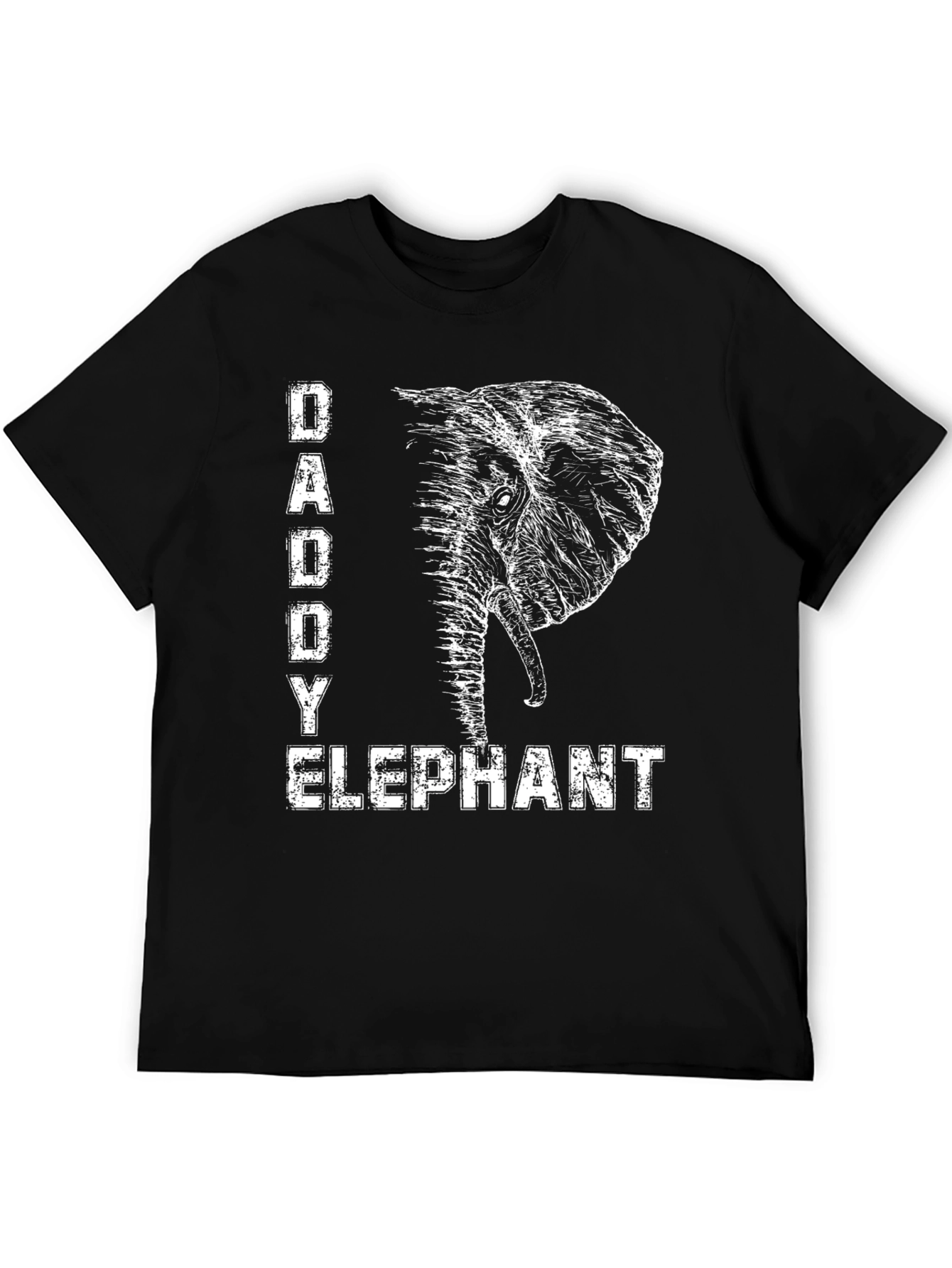 Daddy Elephant Graphic Tee - Black Cotton T-Shirt